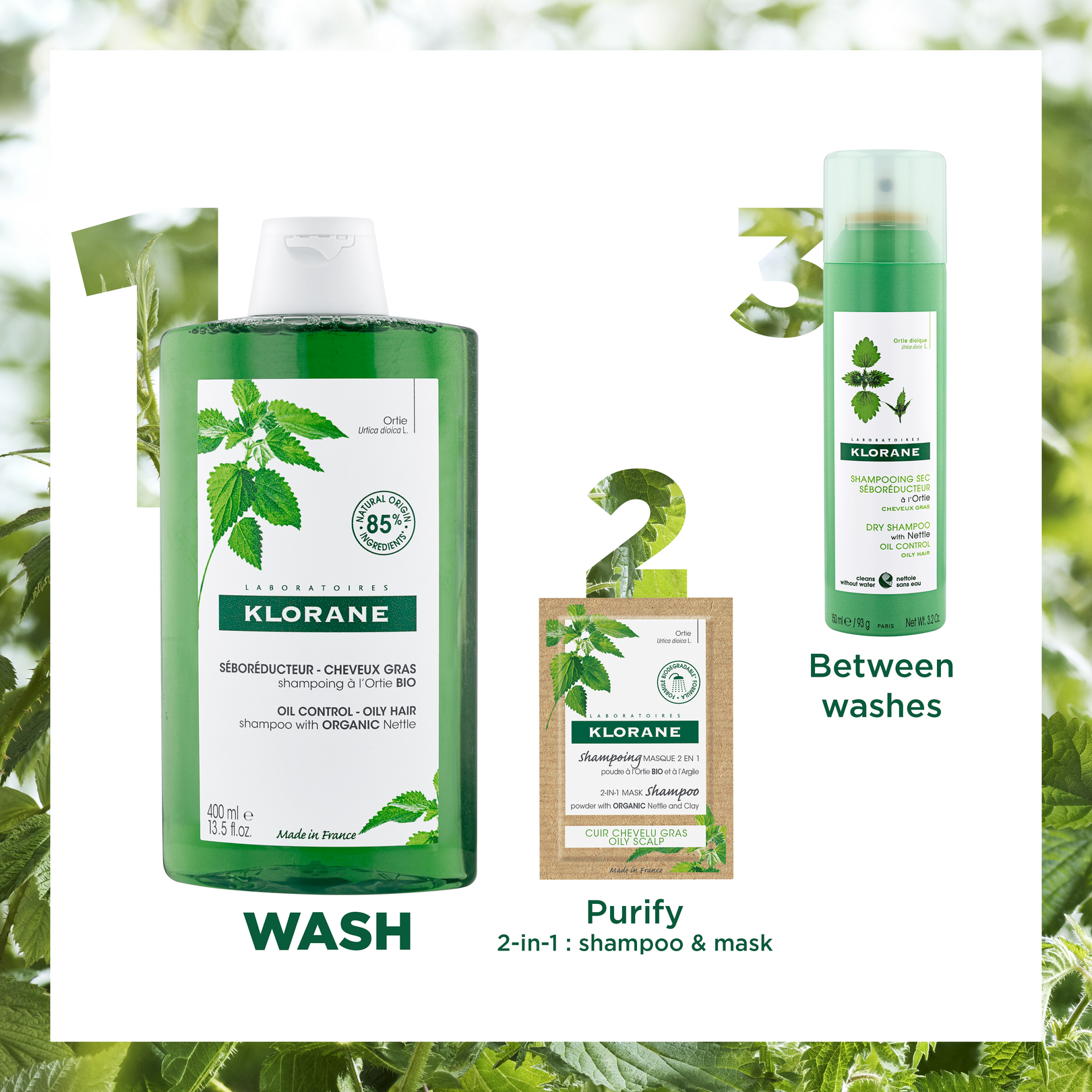 Oil Control Shampoo with Organic Nettle Oily hair Klorane