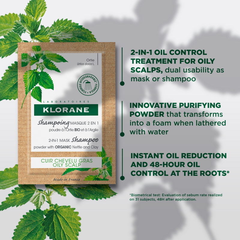 2-in-1 Mask Shampoo Powder with Organic Nettle - Oily Scalp