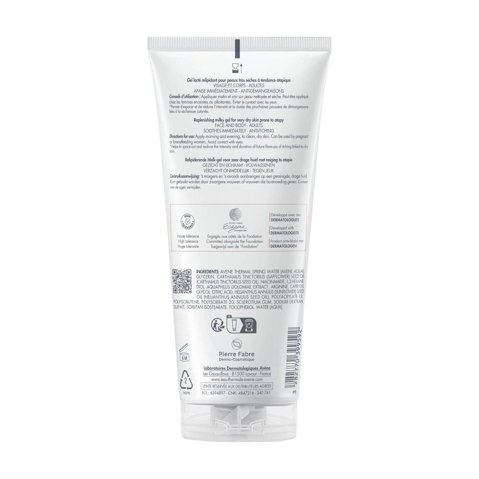 Gel lacté relipidant