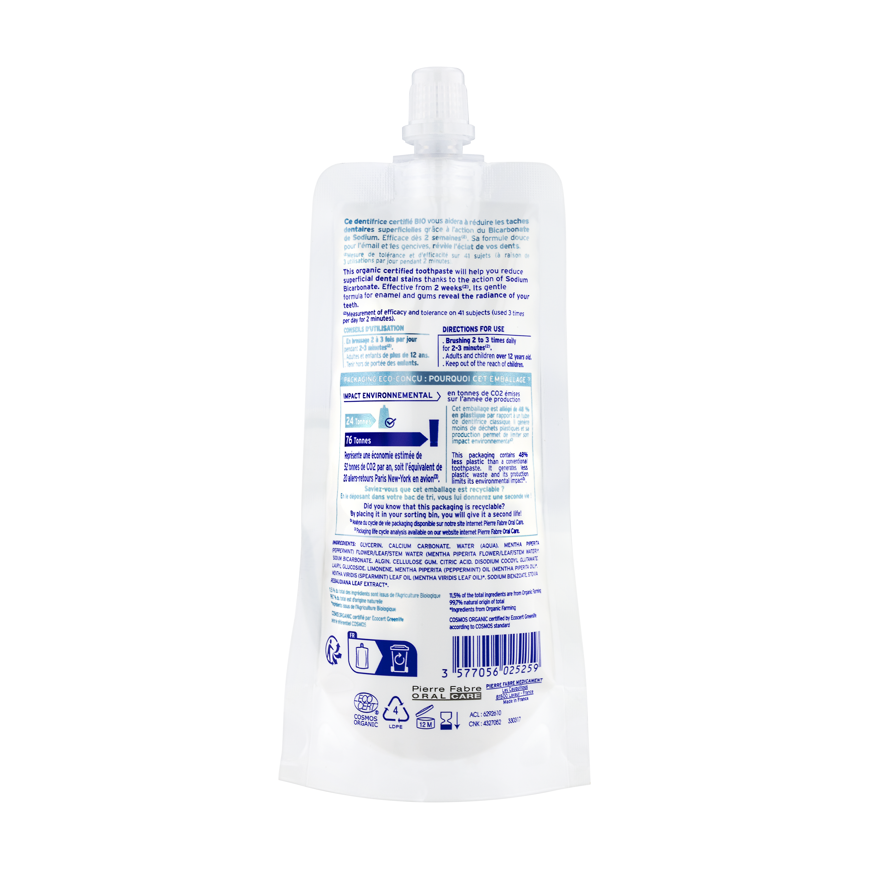 ELGYDIUM Blancheur - Dentifrice éco-conçu certifié BIO