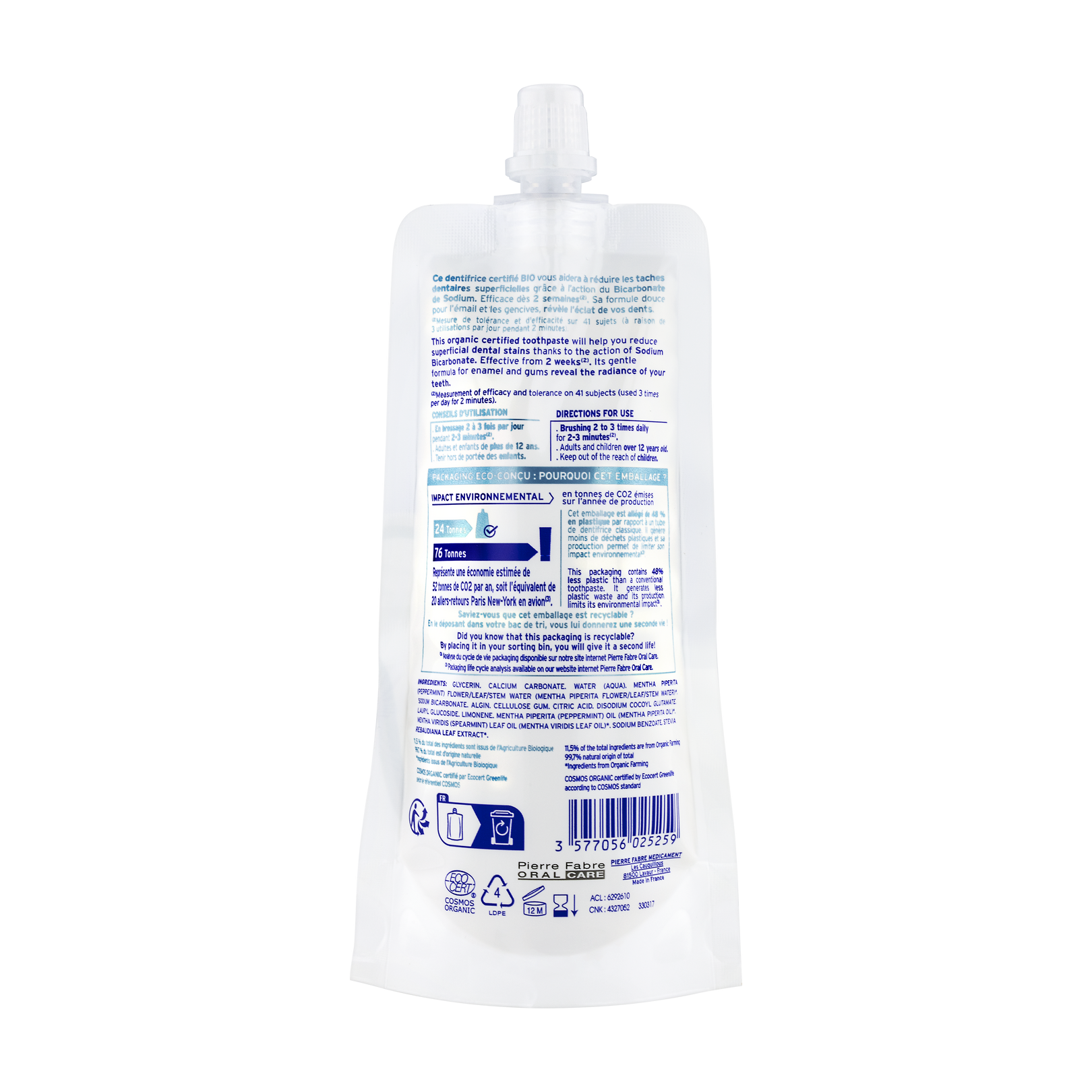 ELGYDIUM Blancheur - Dentifrice éco-conçu certifié BIO