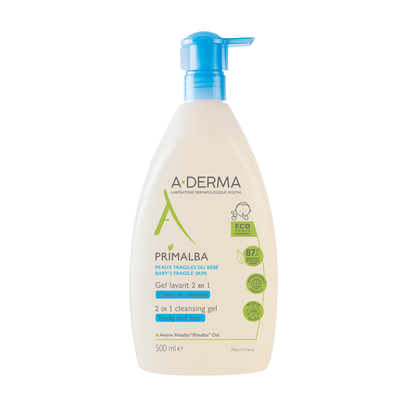 A-Derma Exomega Control Gel Lavante Emoliente 2 em 1 Corpo e Cabelo 500ml