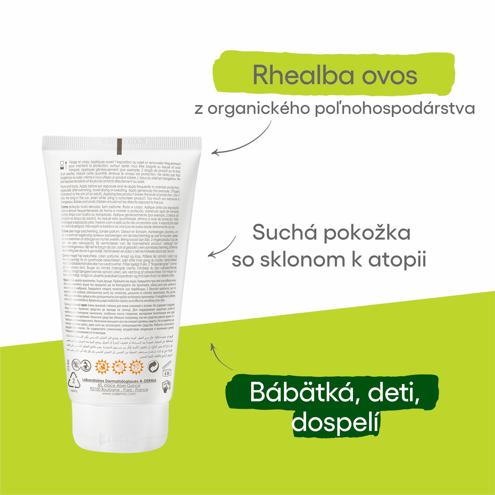 Opalovací krém SPF 50+, vhodný pro atopiky
