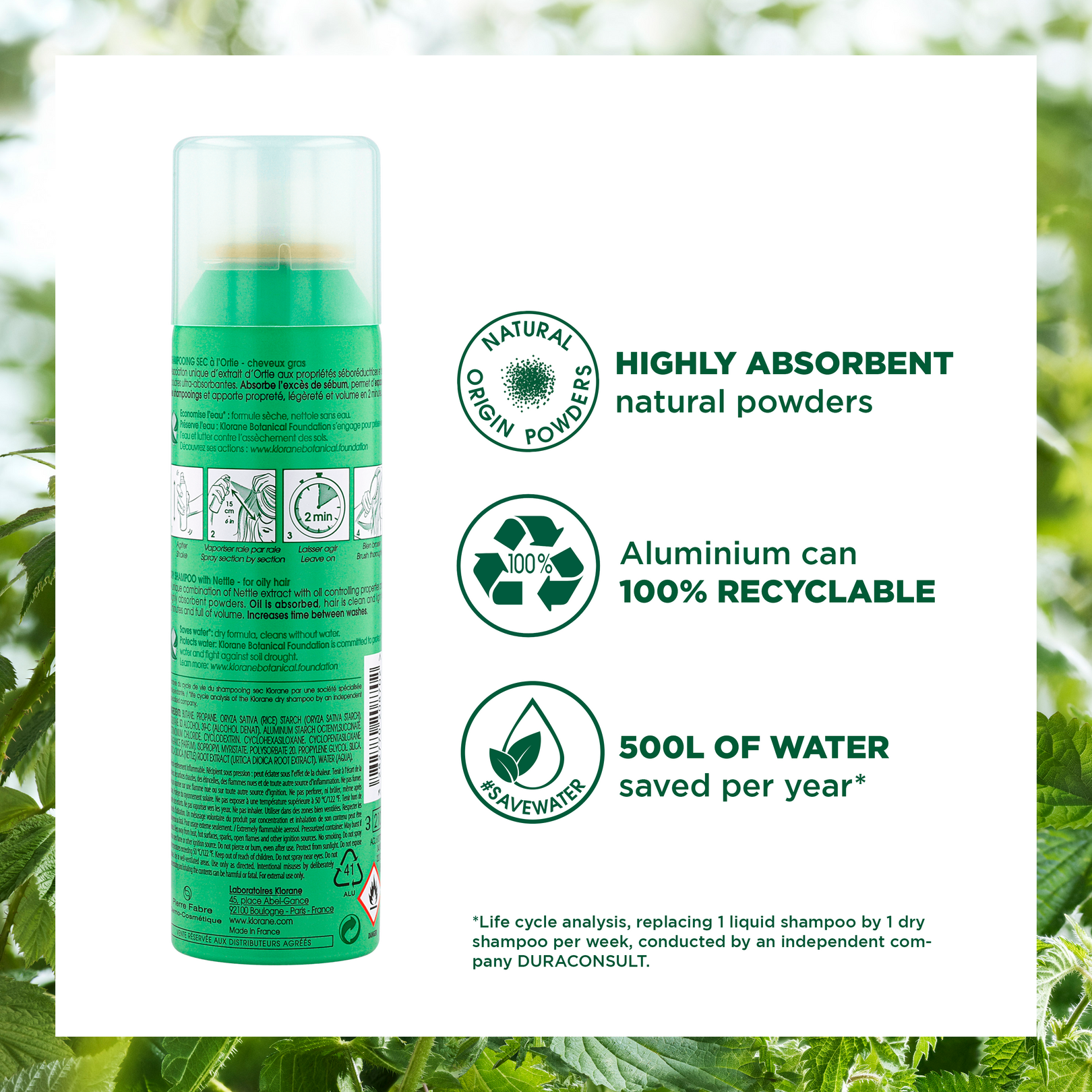 Dry shampoo with ORGANIC Nettle, effective against greasy hair
