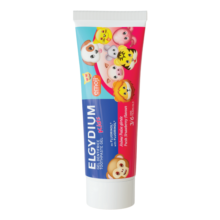 ELGYDIUM Emoji Kids Orzeźwiająca Truskawka pasta do zębów dla dzieci 3-6 lat