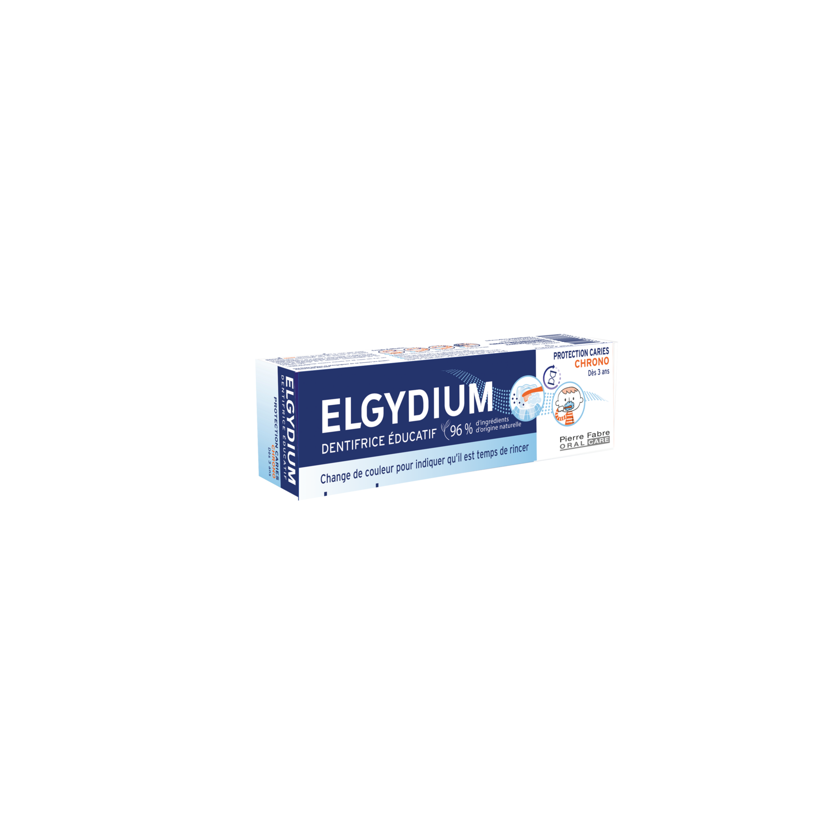 ELGYDIUM TIMER edukacyjna pasta do zębów z Fluorinolem zmieniająca kolor, wskazując, że czas na płukanie