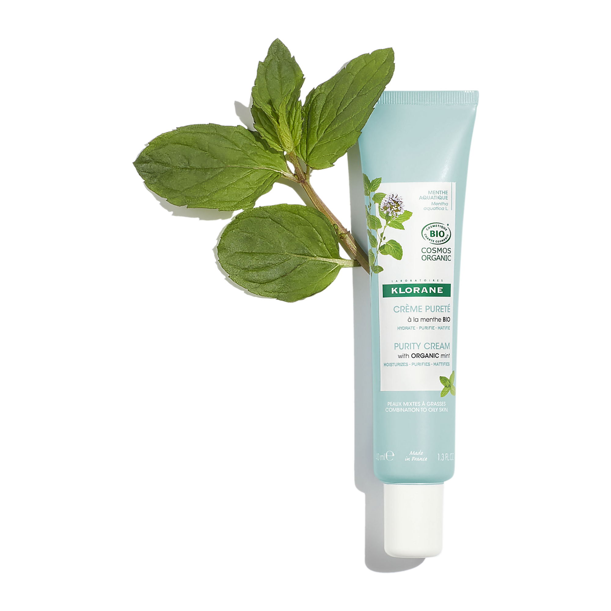KLORANE Gesichtscreme Mit Wasserminze BIO – 40 Ml, Für Mischhaut Bis Fettige Haut