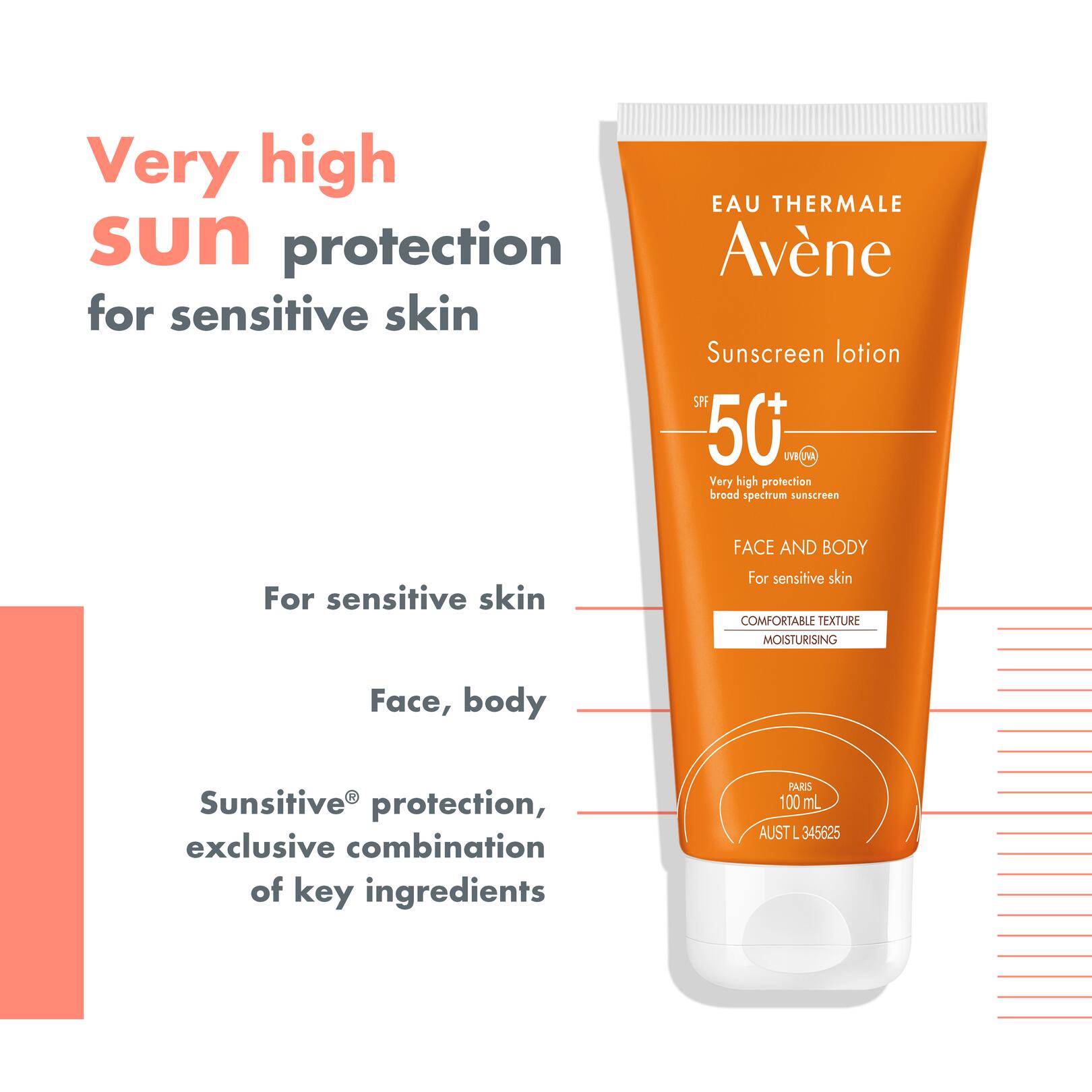 Sunscreen Lotion Face & Body SPF 50+ Eau Thermale Avène