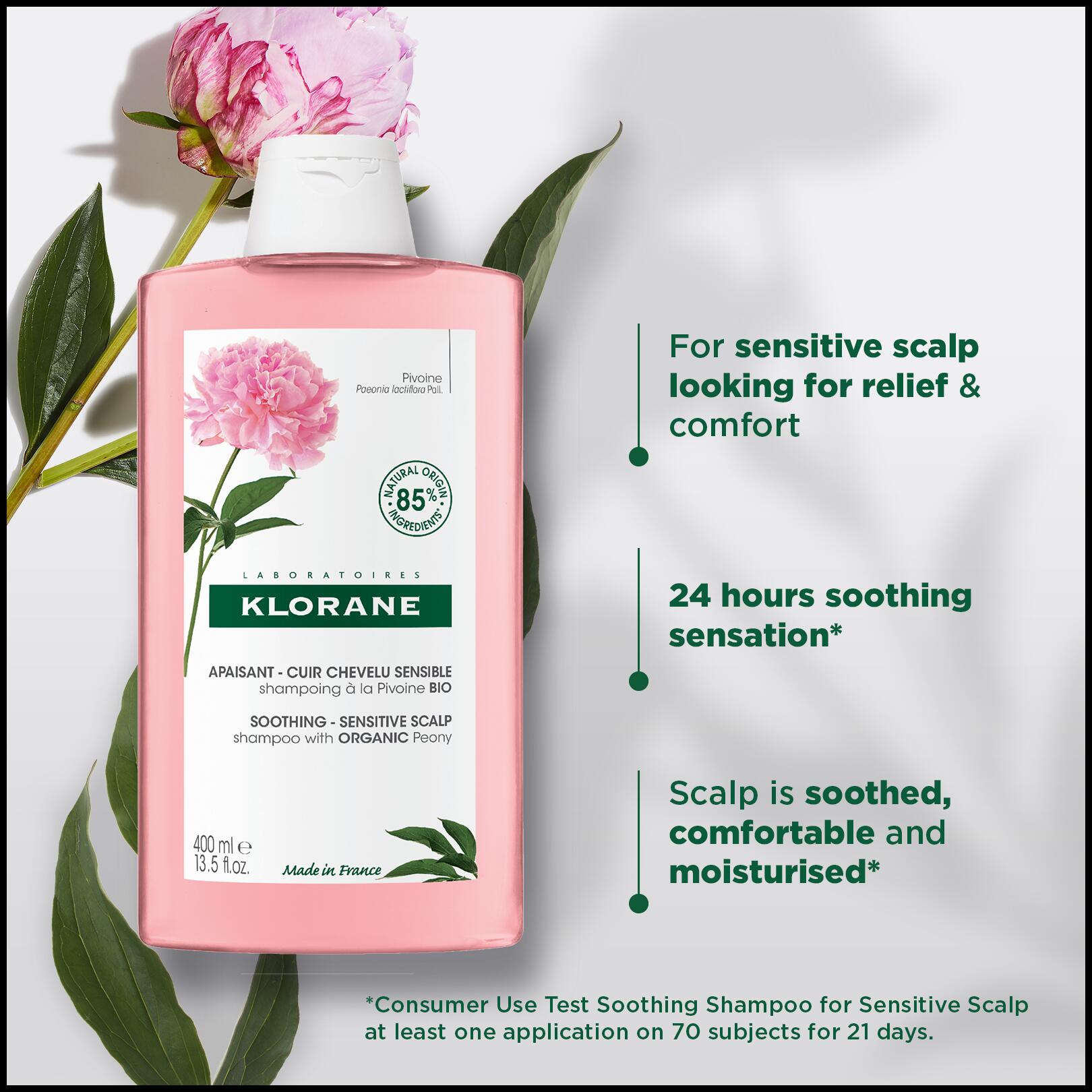 Soothing Shampoo with Organic Peony Sensitive scalp Klorane