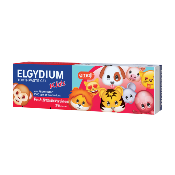 ELGYDIUM Emoji Kids Orzeźwiająca Truskawka pasta do zębów dla dzieci 3-6 lat
