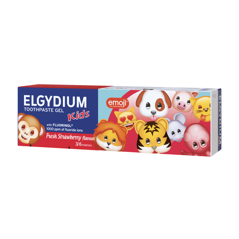 ELGYDIUM Kids Emoji Tandpasta Bevroren Aardbeiensmaak - voor kinderen van 3 tot 6 jaar