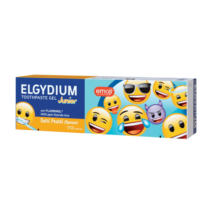 ELGYDIUM JUNIOR Emoji Arôme Tutti Frutti Dentifrice 7/12 ans – Dentifrice enfant