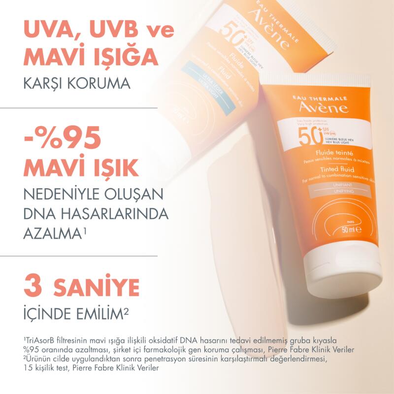 Tinted Fluid SPF 50+ Normal veya Karma Ciltler için Renkli Güneş Kremi