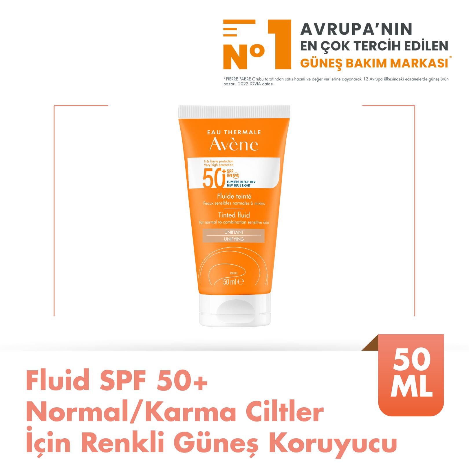 Tinted Fluid SPF 50+ Normal veya Karma Ciltler için Renkli Güneş Kremi