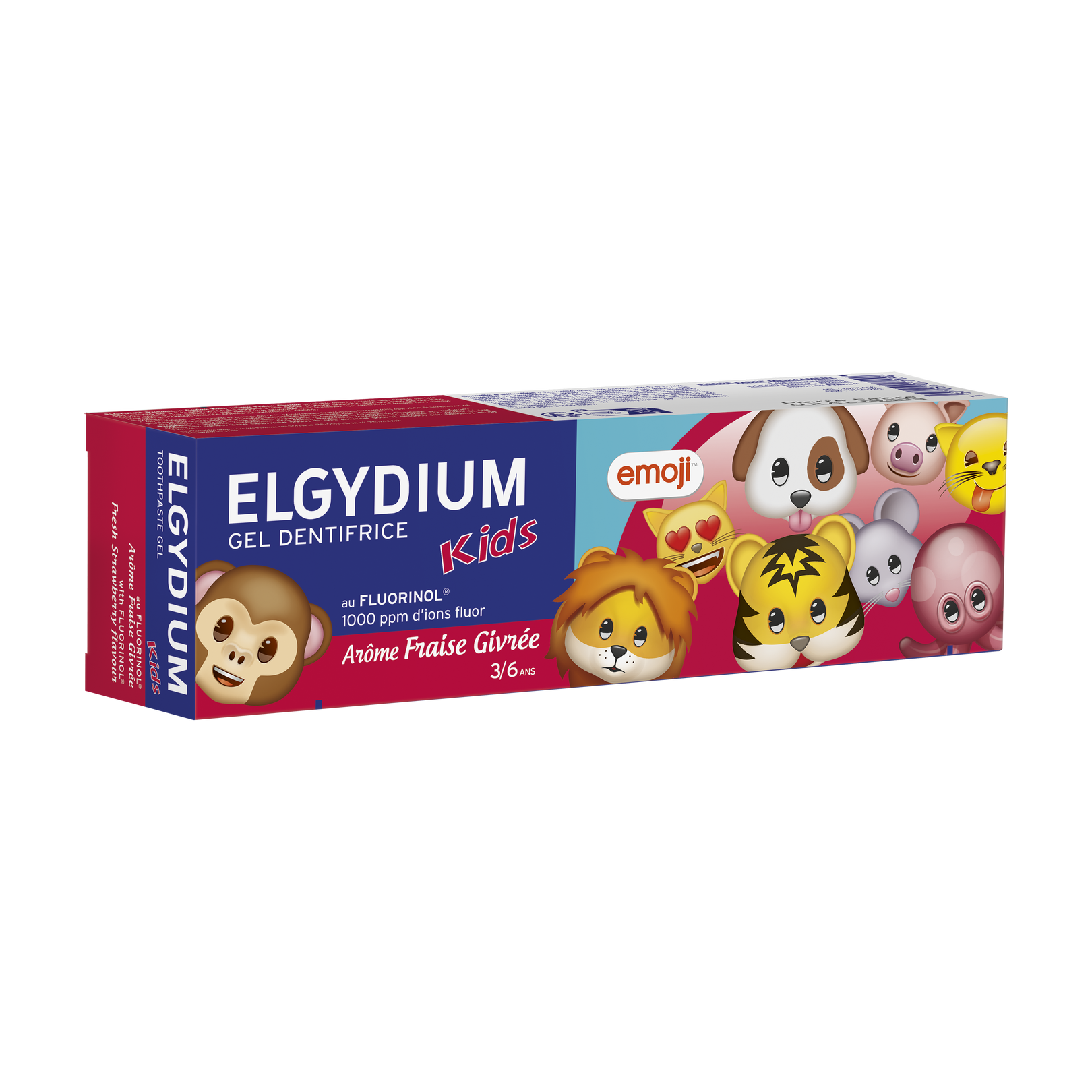 ELGYDIUM Kids Emoji Tandpasta Bevroren Aardbeiensmaak - voor kinderen van 3 tot 6 jaar
