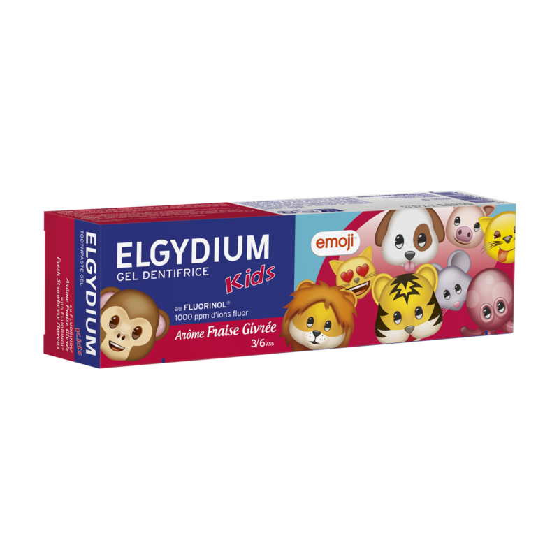 ELGYDIUM Kids Emoji Tandpasta Bevroren Aardbeiensmaak - voor kinderen van 3 tot 6 jaar