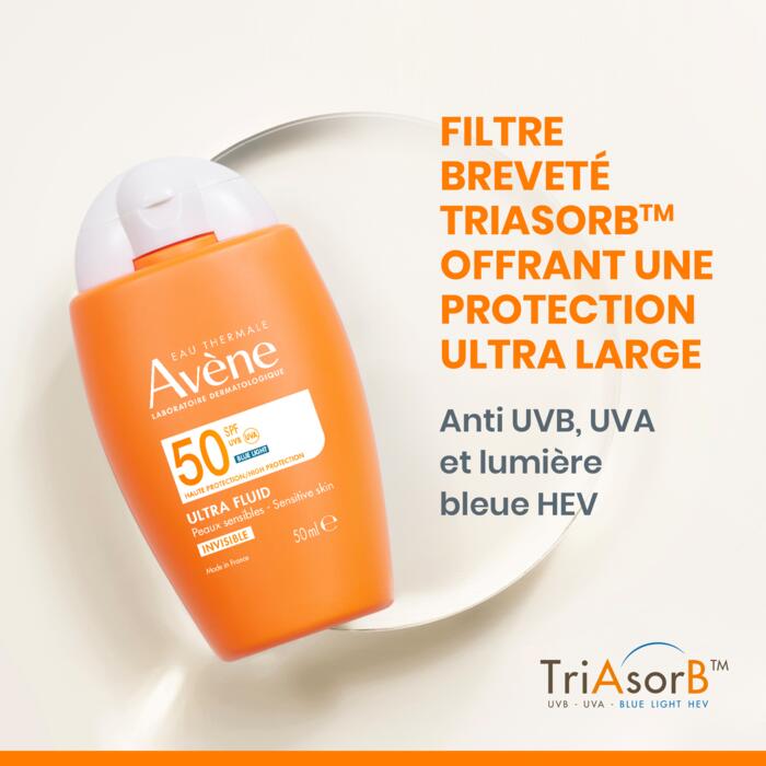 Eau Thermale Avène Wysoka ochrona przeciwsłoneczna Ultra Fluid niewidoczny na skórze SPF50 