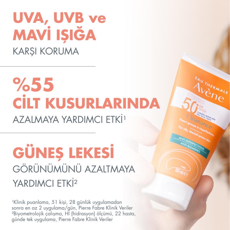 Cleanance Yağlı ve Akneye Eğilimli Ciltler için SPF 50+ Güneş Kremi