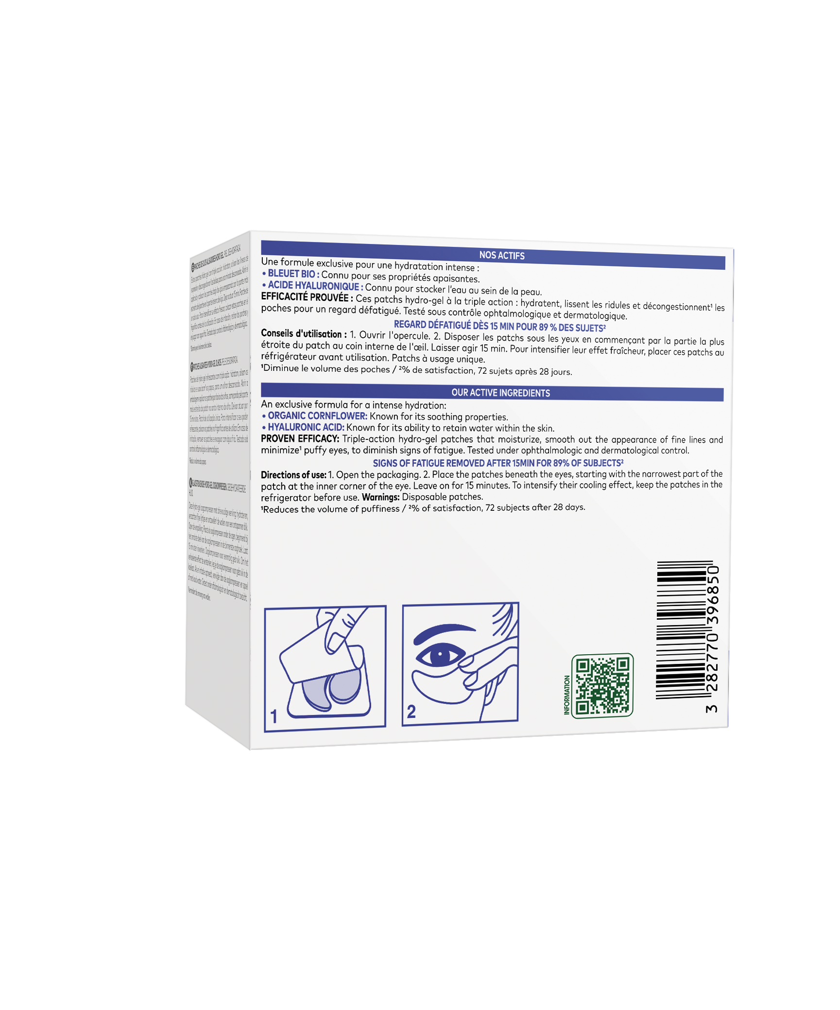 Patchs yeux lissants hydro-gel - Bleuet Bio + Acide Hyaluronique