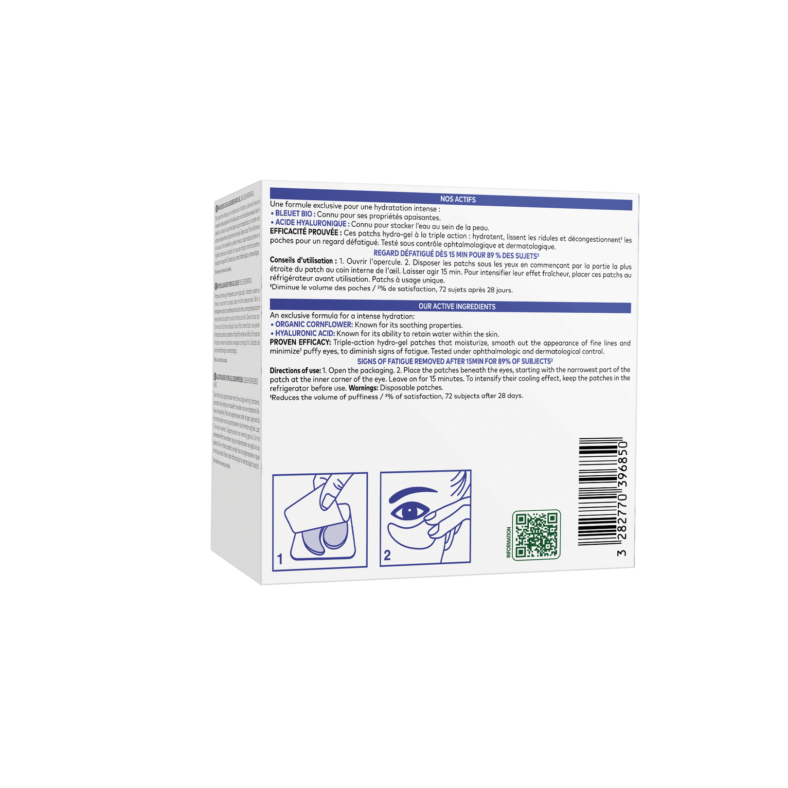 Patchs yeux lissants hydro-gel - Bleuet Bio + Acide Hyaluronique