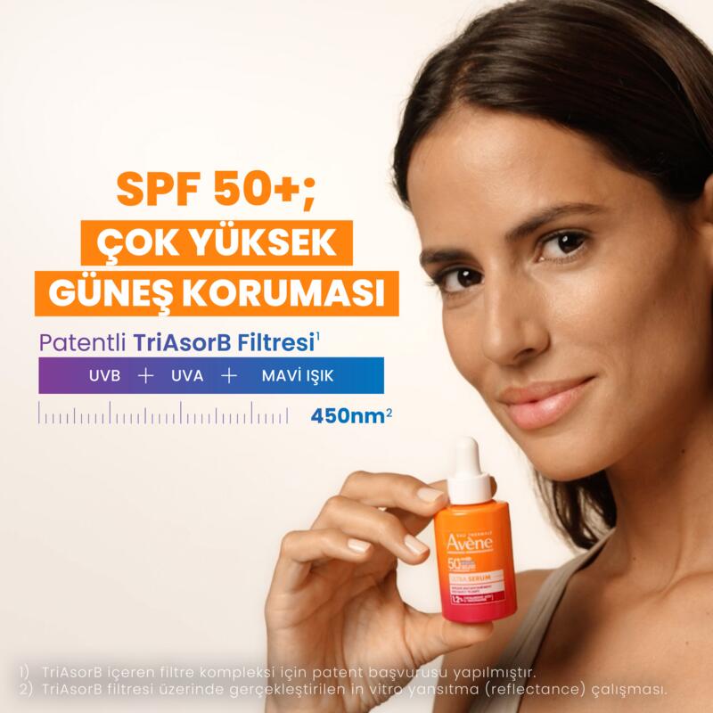 Ultra Serum SPF 50+ Dolgunlaştırıcı Etkili UVA,UVB ve Mavi Işık Karşıtı Güneş Koruyucu Serum 30 ml