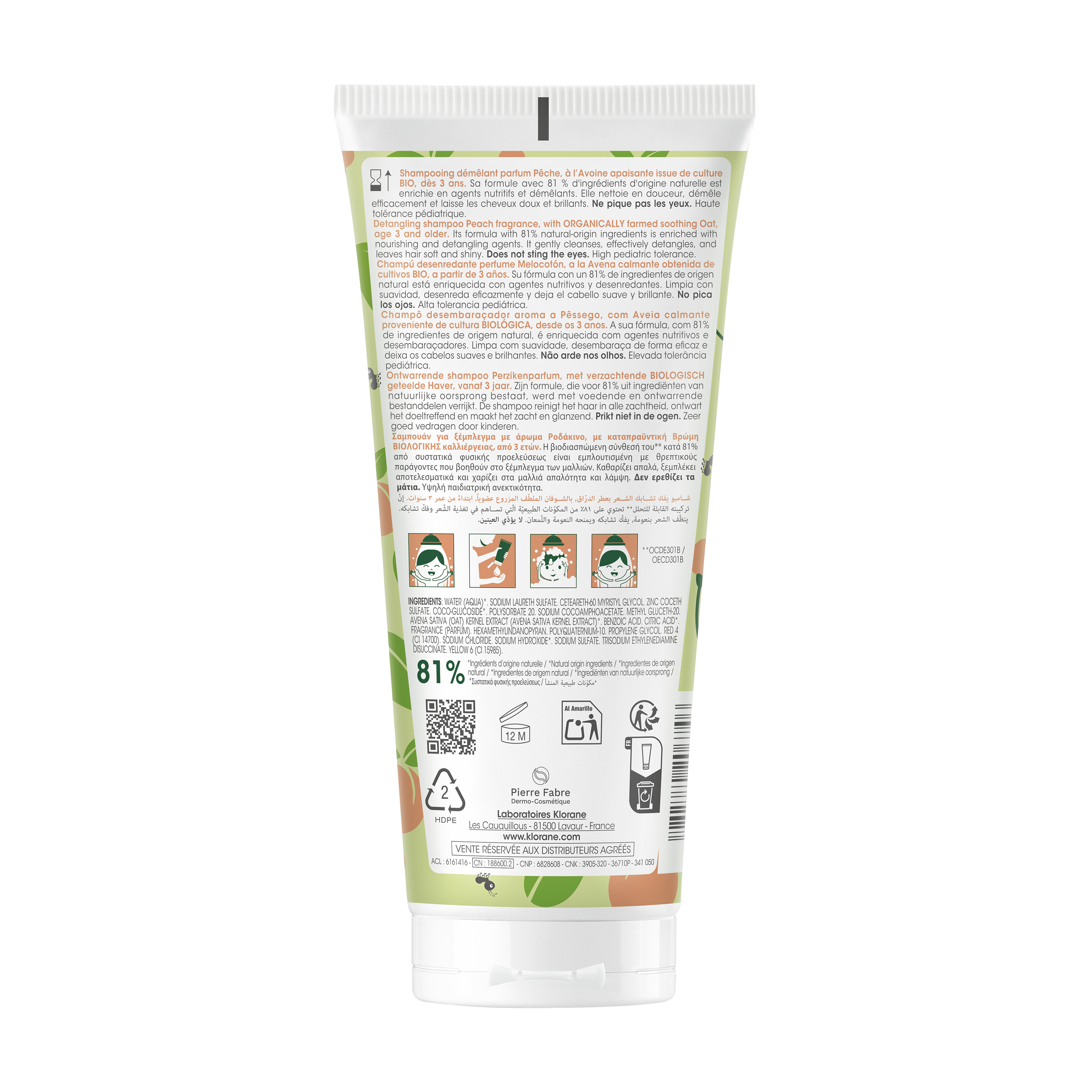 Ontwarrende Shampoo met Perzik met BIO Haver