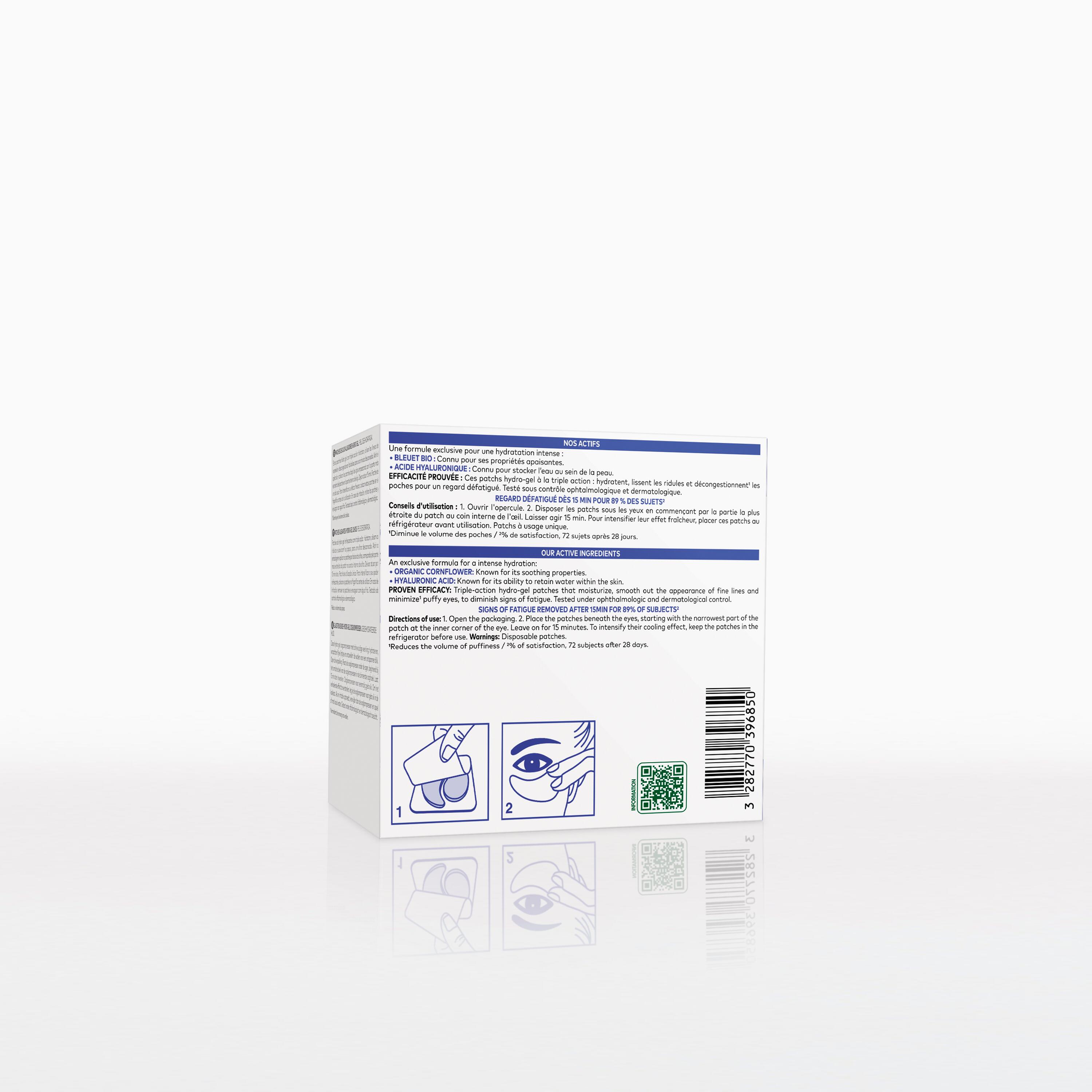 Parches de ojos alisadores hidro-gel al Aciano BIO & Ácido hialurónico