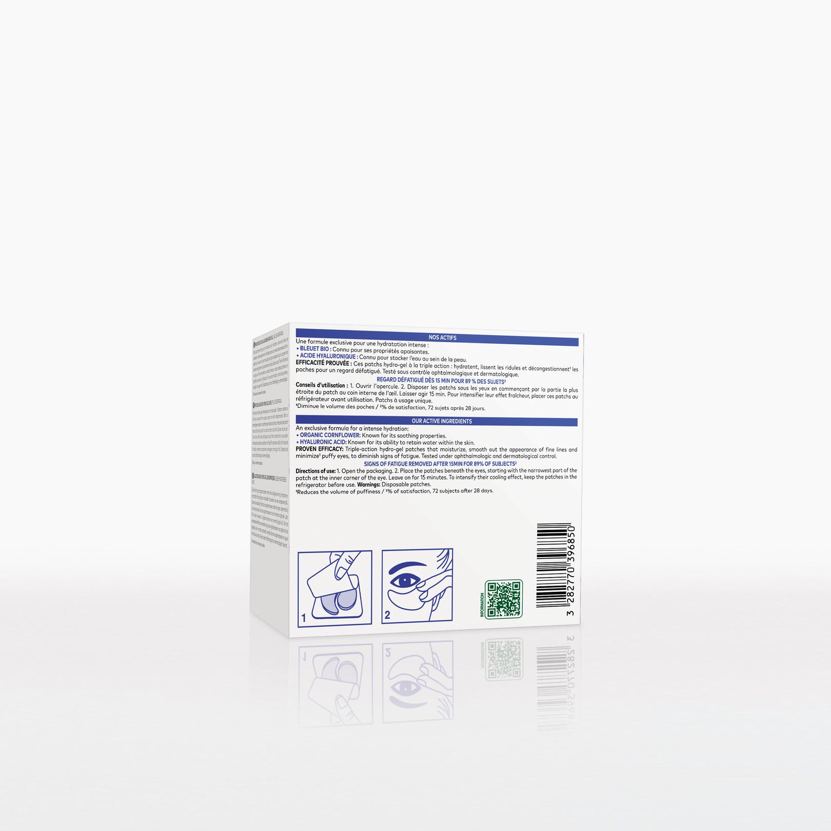 Patchs yeux lissants hydro-gel au Bleuet Bio et à l'Acide Hyaluronique