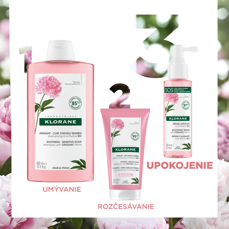 Upokojujúce sérum s BIO pivóniou – upokojenie citlivej a podráždenej vlasovej pokožky
