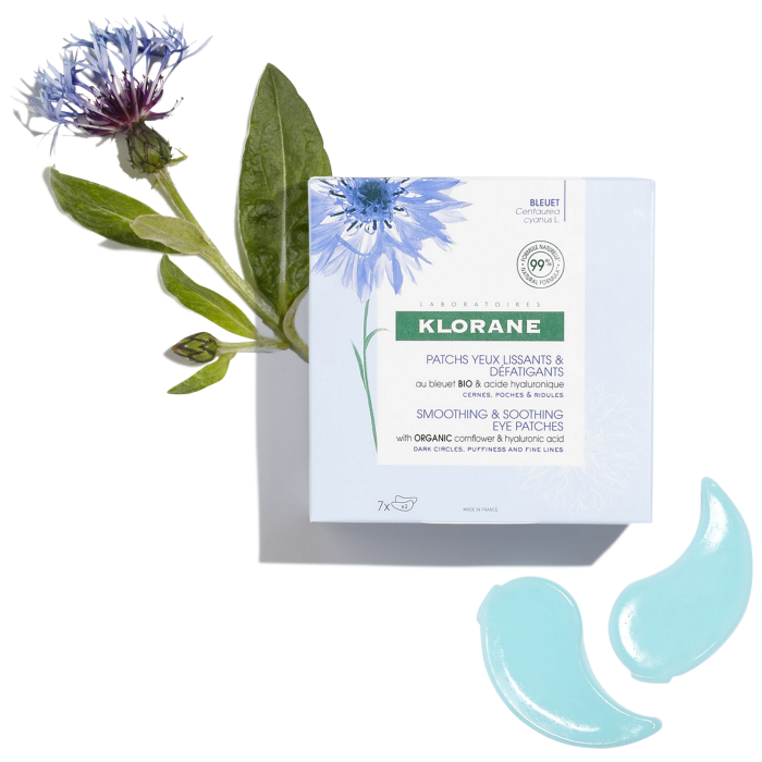 Smoothing and soothing eye patches with ORGANIC Cornflower