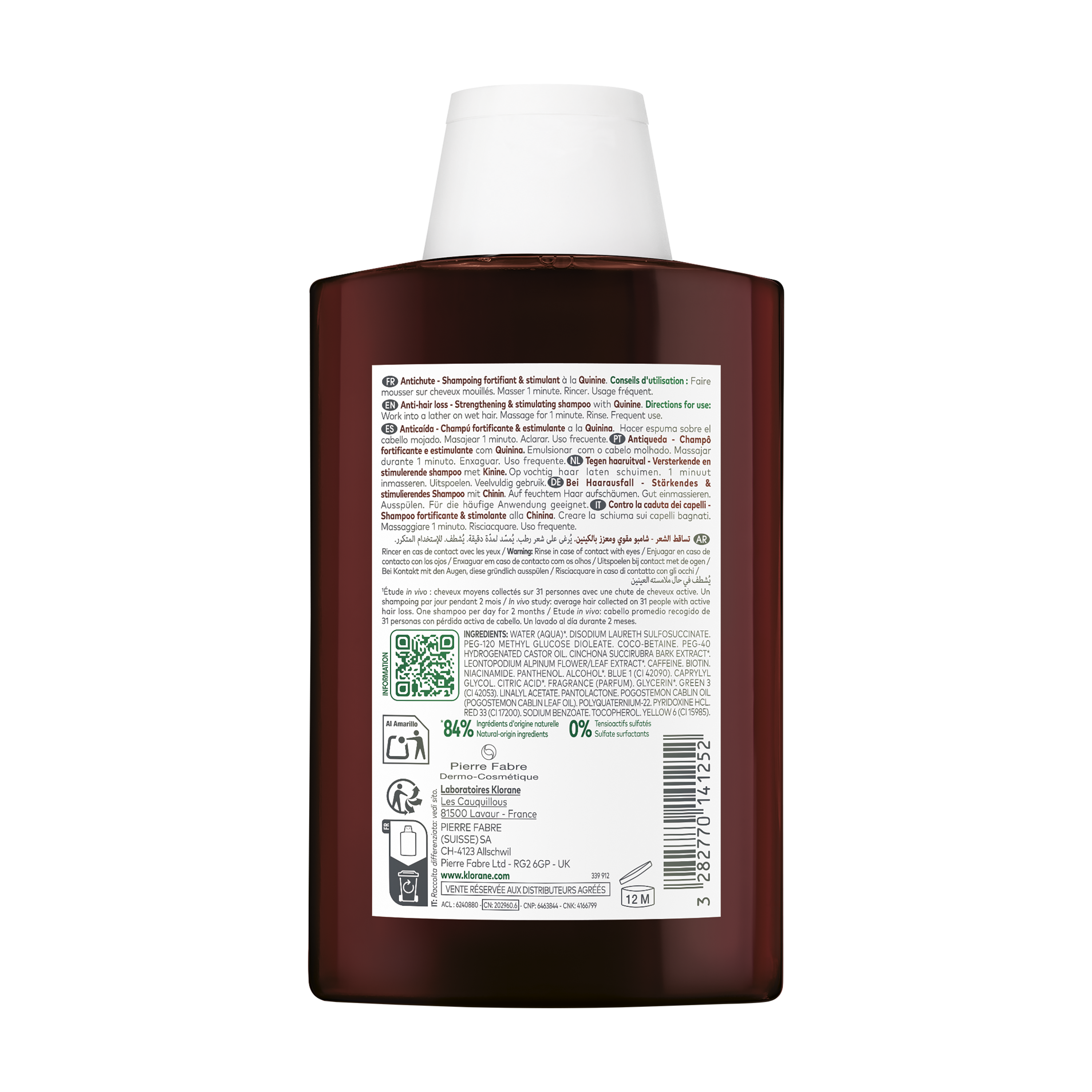 TEGEN HAARUITVAL Versterkende en stimulerende shampoo met Kinine