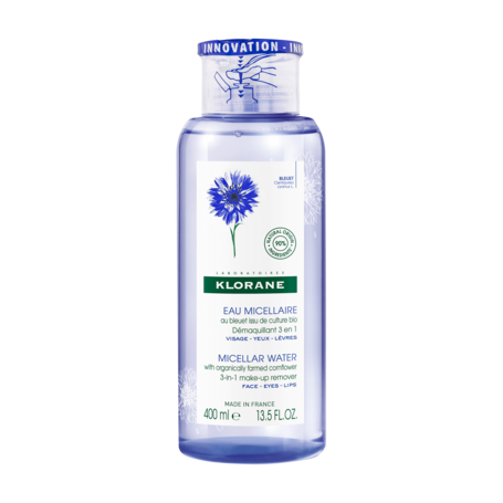 Água Micelar Desmaquilhante com água floral de Flor de Ciano