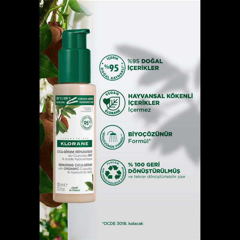 Organik Cupuaçu Özü ve Hyalunorik Asit İçeren Saç Onarıcı CICA Serum