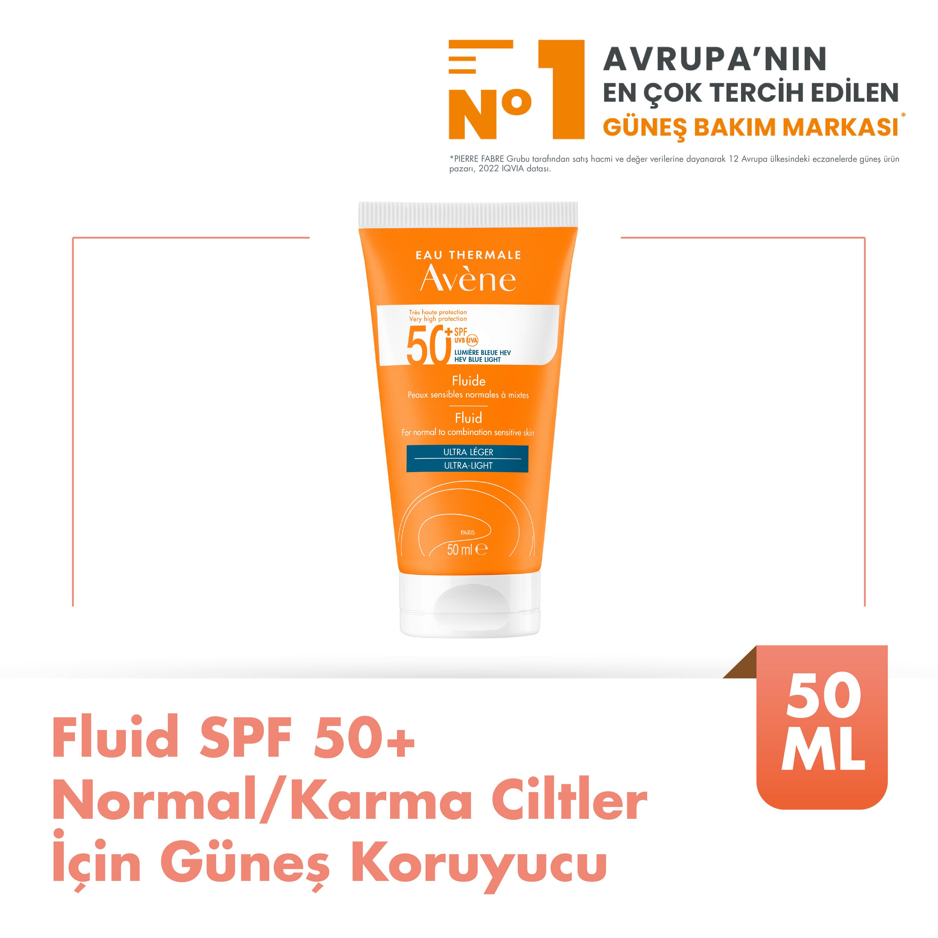 Fluid SPF 50+ Normal veya Karma Ciltler için Güneş Kremi