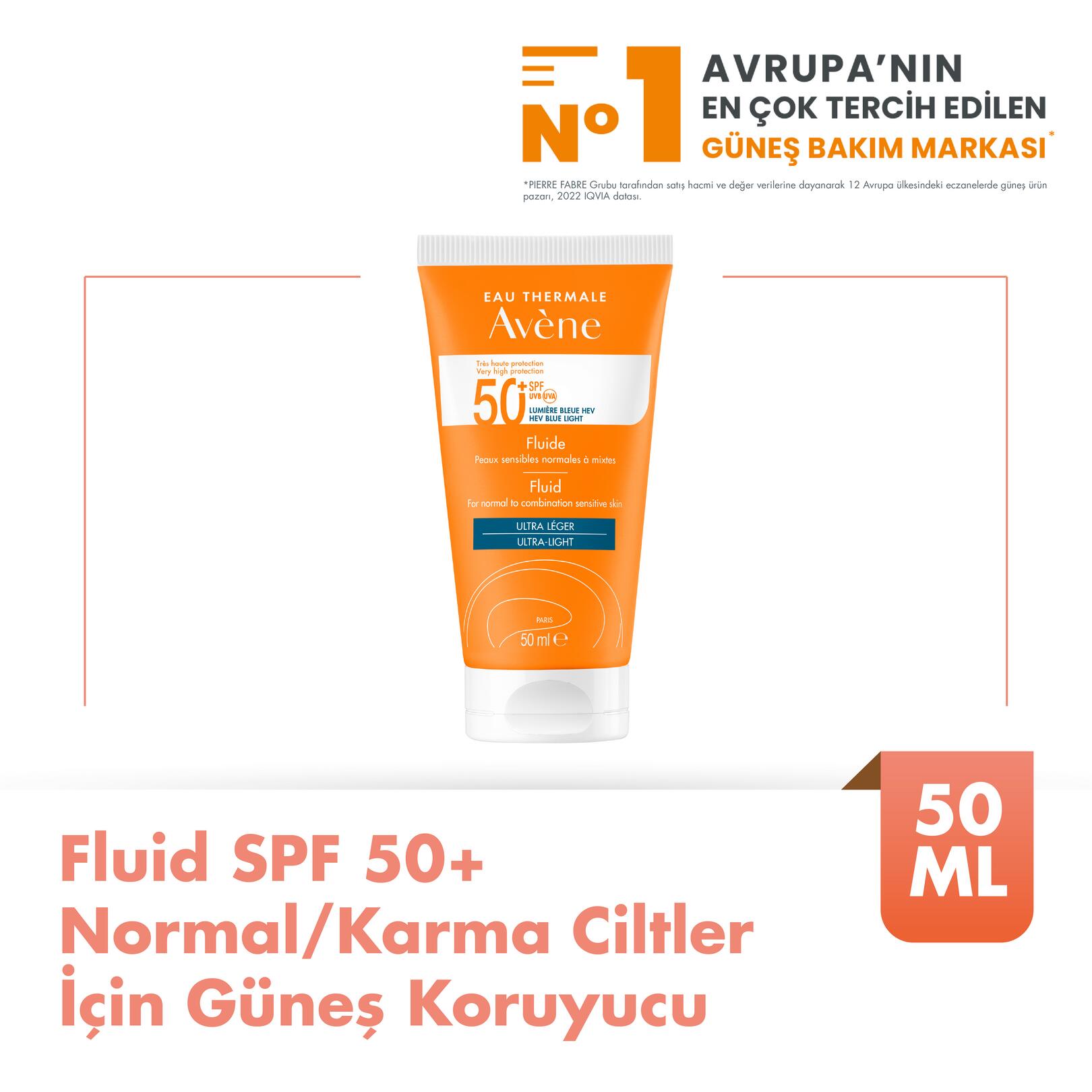 Fluid SPF 50+ Normal veya Karma Ciltler için Güneş Kremi