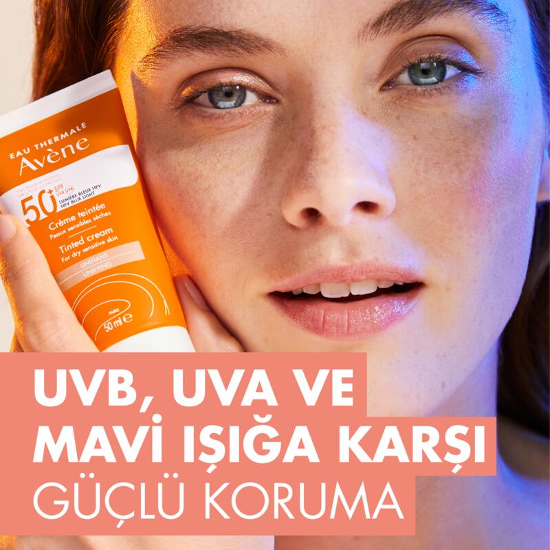 Tinted Cream SPF50+ Kuru Ciltler için Renkli Güneş Kremi