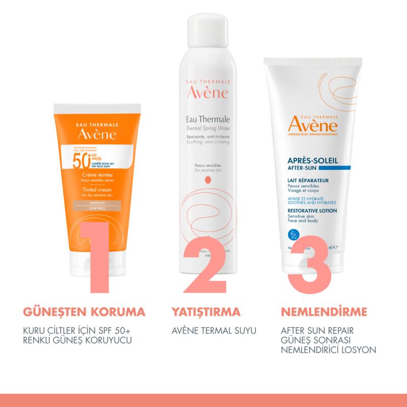 Tinted Cream SPF50+ Kuru Ciltler için Renkli Güneş Kremi