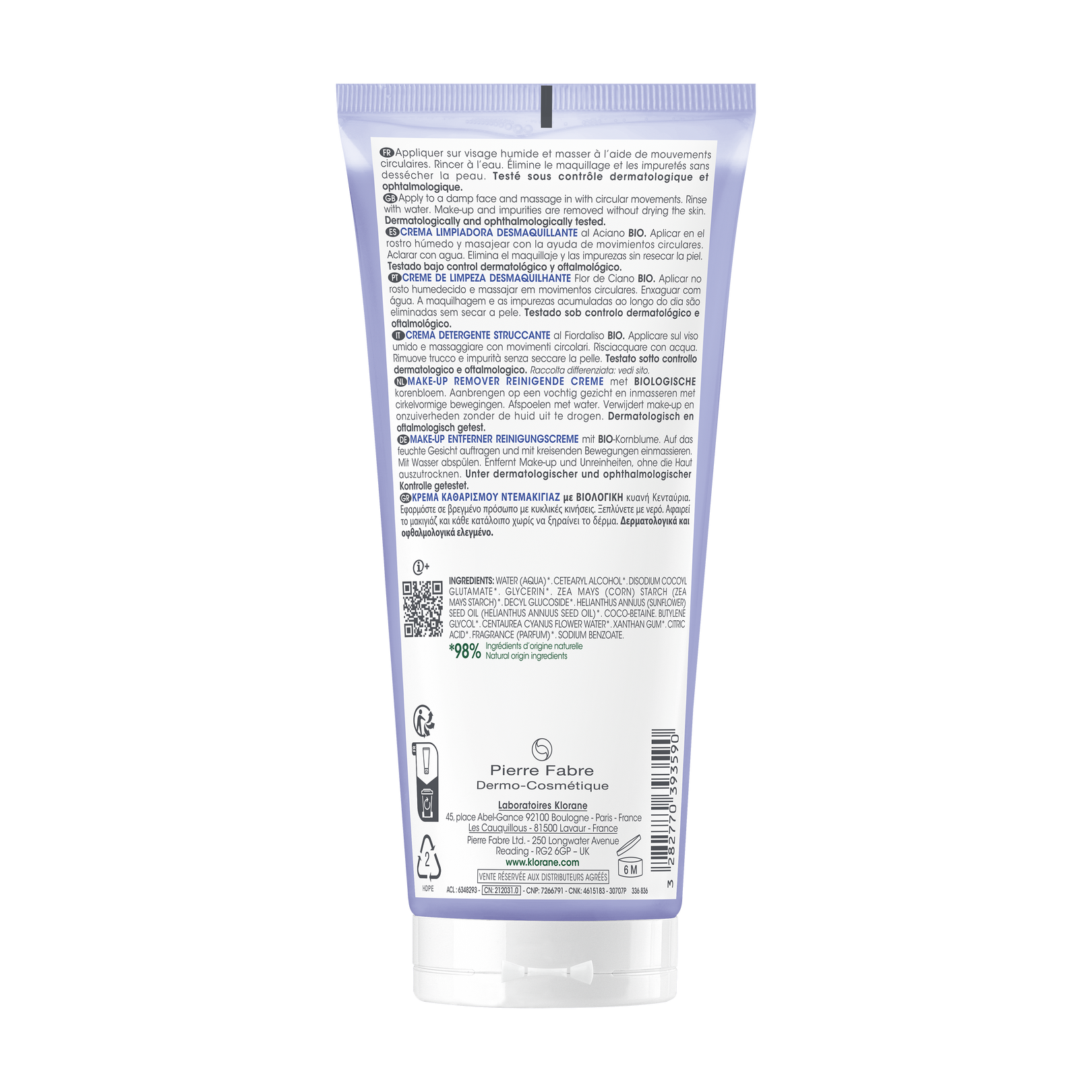 Make-up remover reinigende crème met BIO Korenbloem