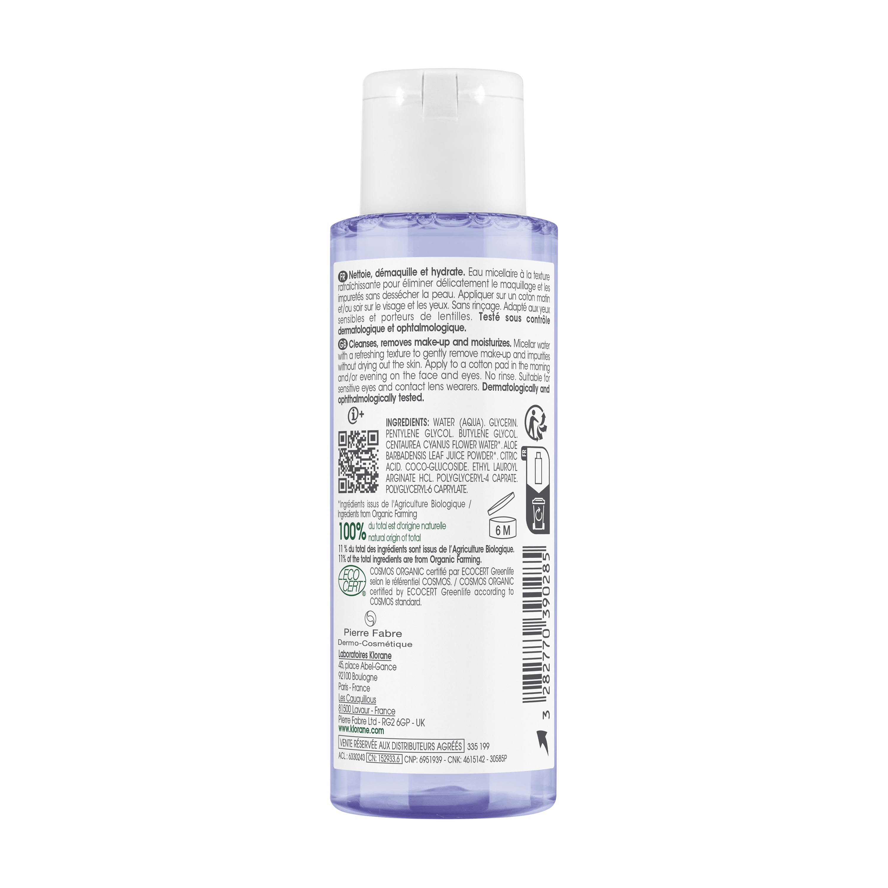 Eau Micellaire 3-en-1 au Bleuet BIO - Visage, Yeux