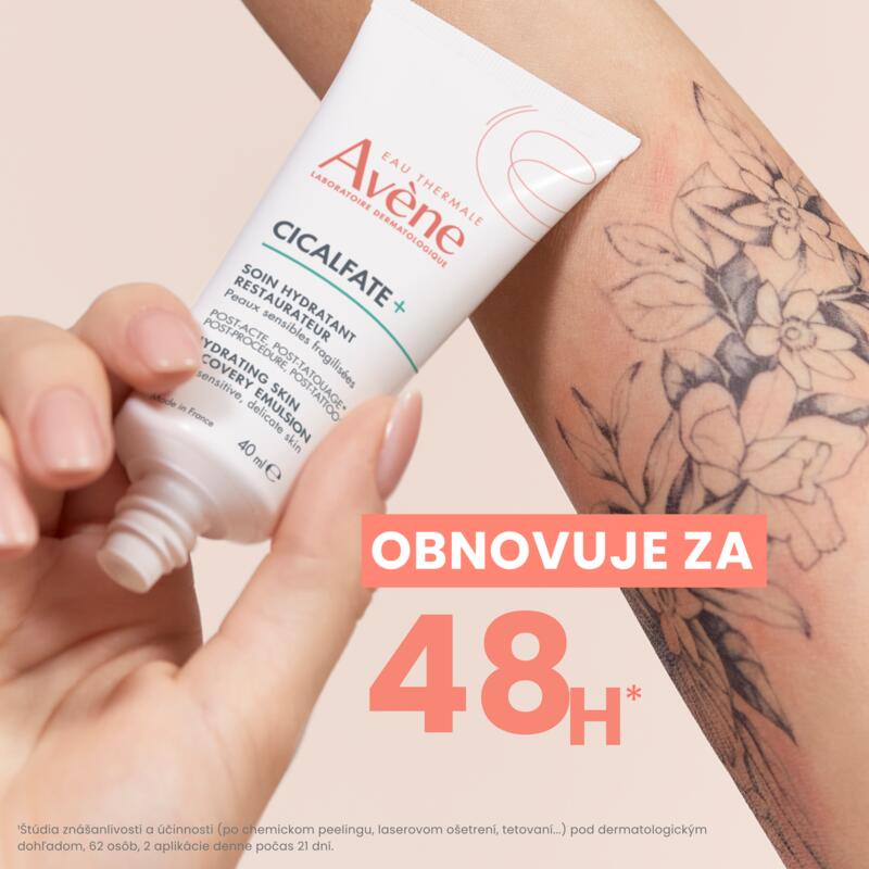 Hydratačná obnovujúca emulzia po povrchových dermatologických zákrokoch alebo tetovaní