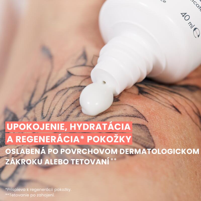 Hydratačná obnovujúca emulzia po povrchových dermatologických zákrokoch alebo tetovaní