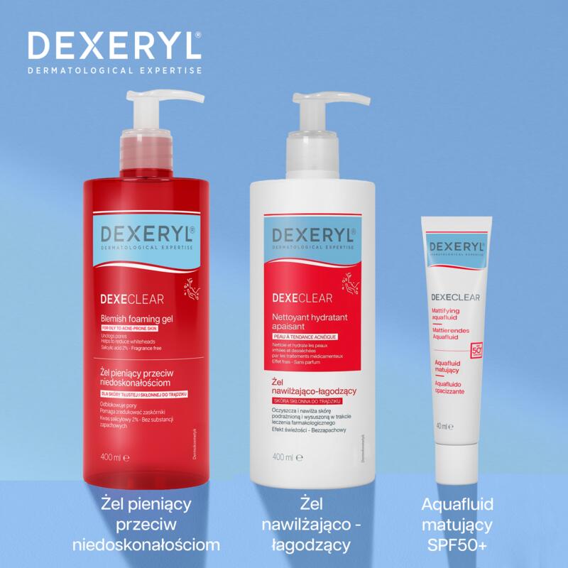 DEXECLEAR Aquafluid matujący SPF50+