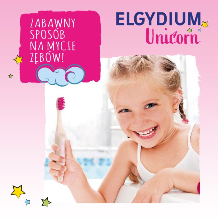 ELGYDIUM UNICORN szczoteczka do zębów dla dzieci w wieku od 2 do 6 lat