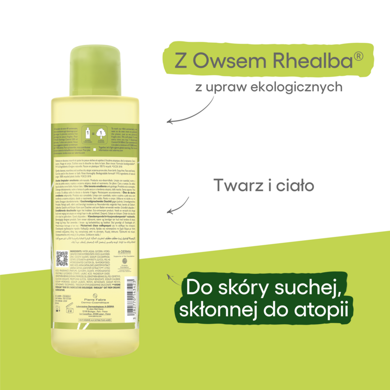 Olejek emolient pod prysznic przeciw drapaniu