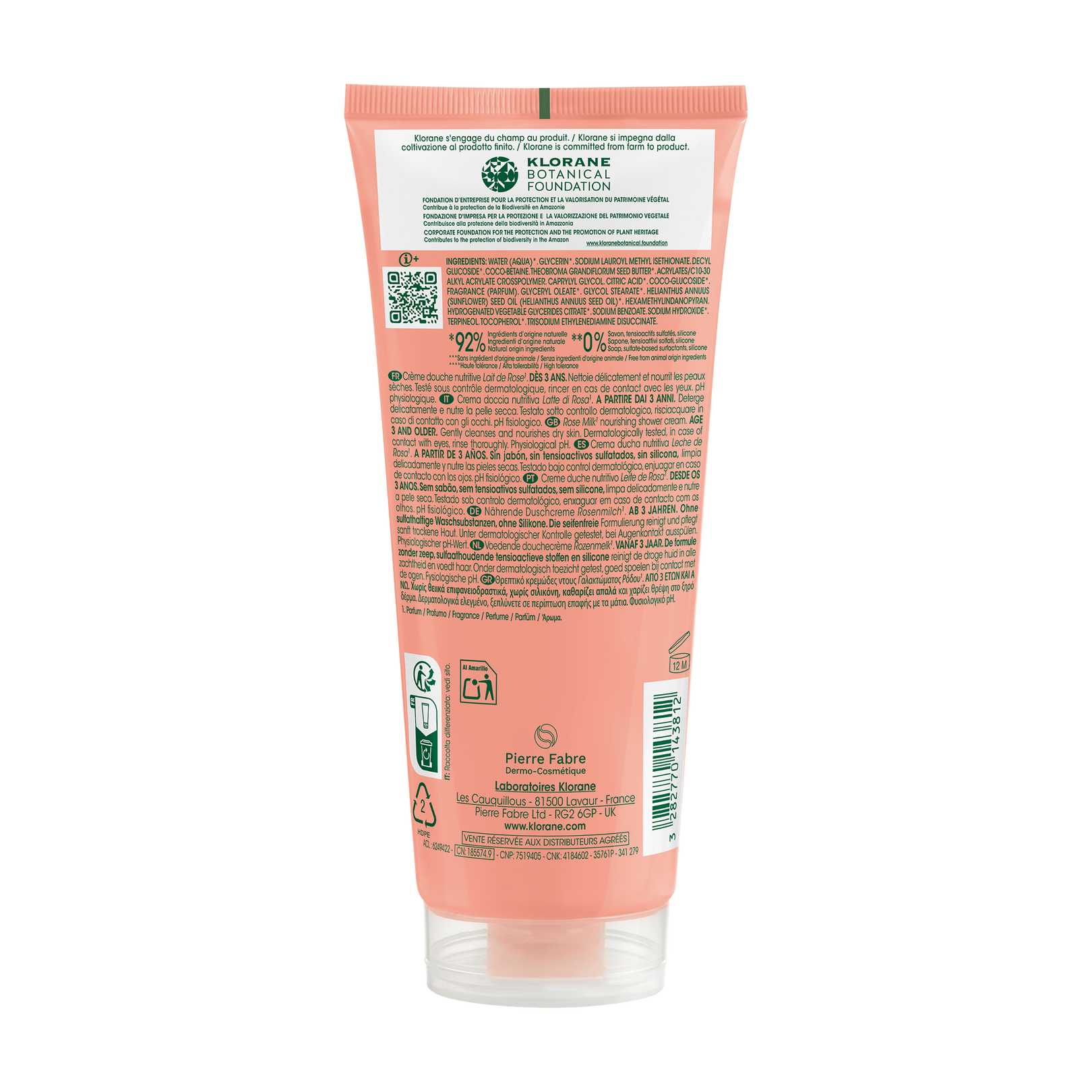 Crème douche au parfum Lait de Rose