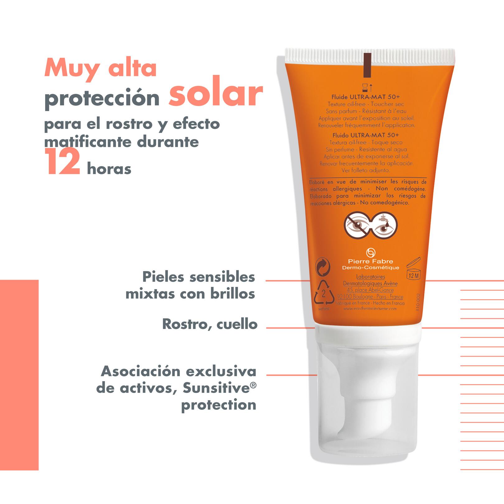 Sonnenschutz-Gesichtsfluid mit Matt-Effekt - Avene Eau Thermale Solar  Aqua-Fluid Ultra-Mat SPF30