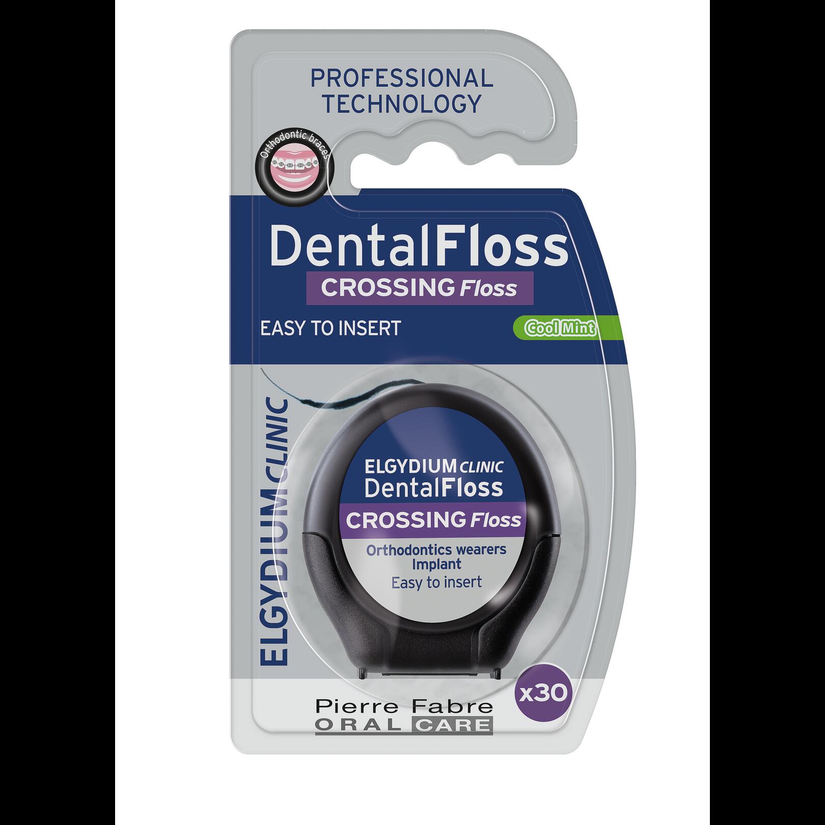 ELGYDIUM Clinic DENTALFLOSS Crossing Floss – nić dentystyczna do aparatów ortodontycznych i implantów