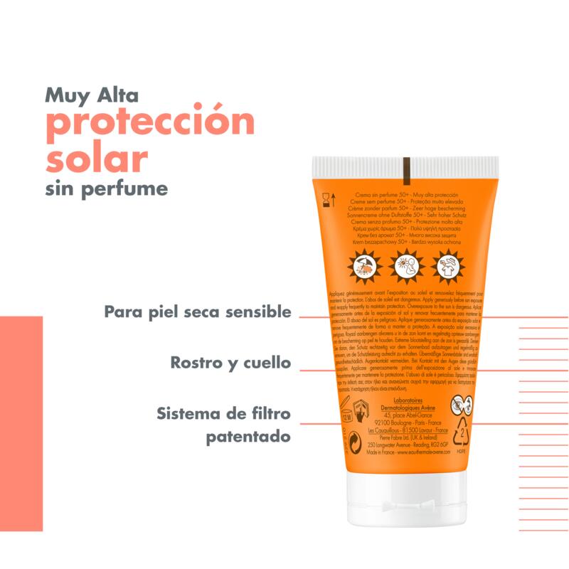 Crema SPF 50+ sin perfume