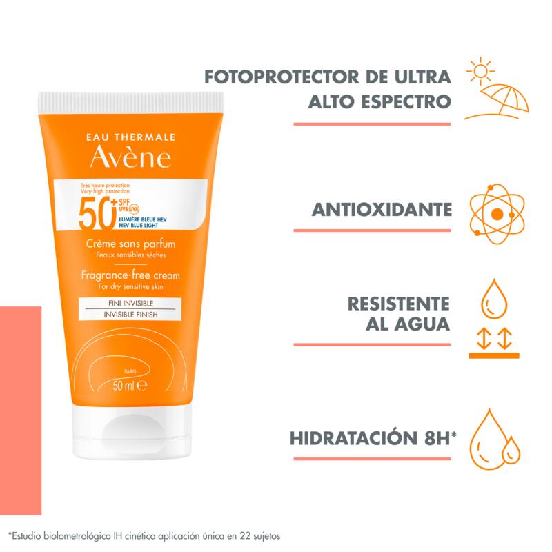 Crema SPF 50+ sin perfume