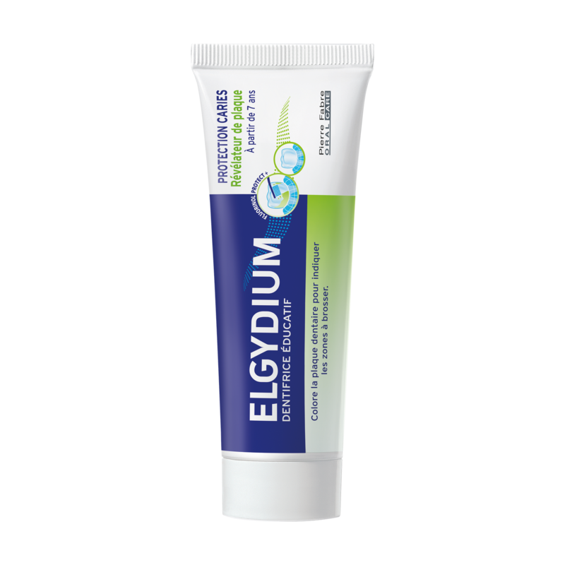 ELGYDIUM Edukacyjna pasta do zębów barwiąca płytkę nazębną z Kompleksem Fluorinol Protect+, 50 ml 